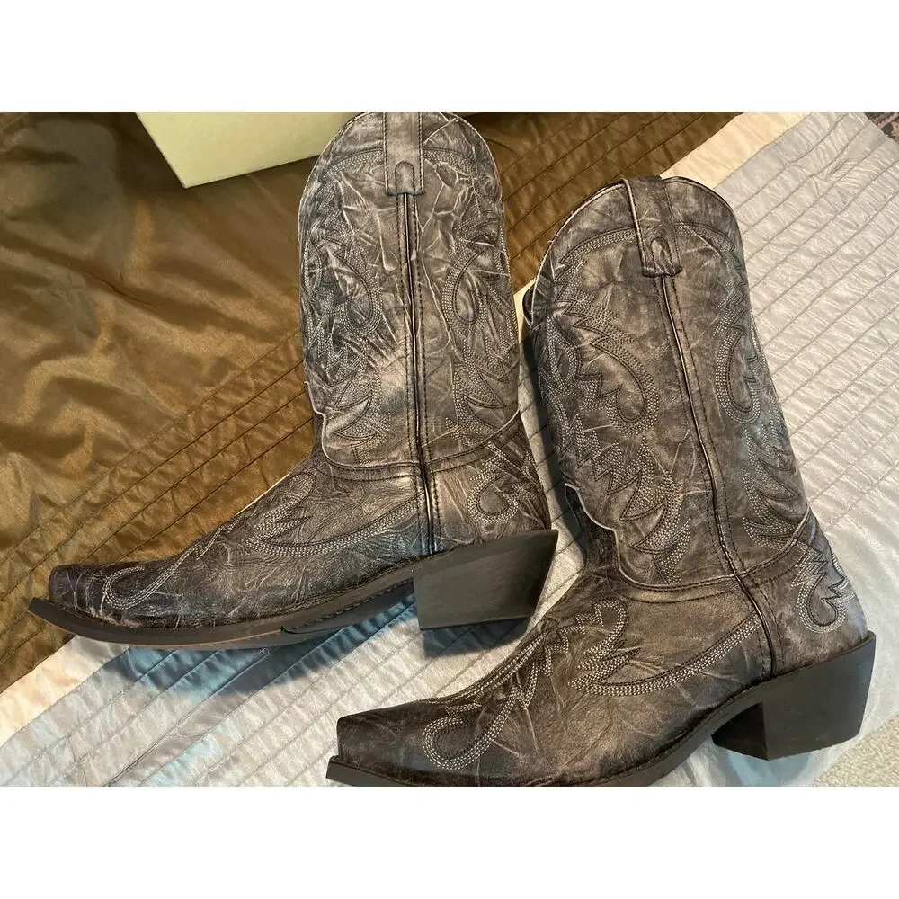 Laredo Men's Garrett 12 blk sanded fs vip snip cowboy boots size 10 EW